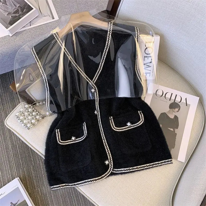 Knitted Vest Women's Spring 2025 New Loose Little Fragrance Mink Top Woolen Sweater Tank Top