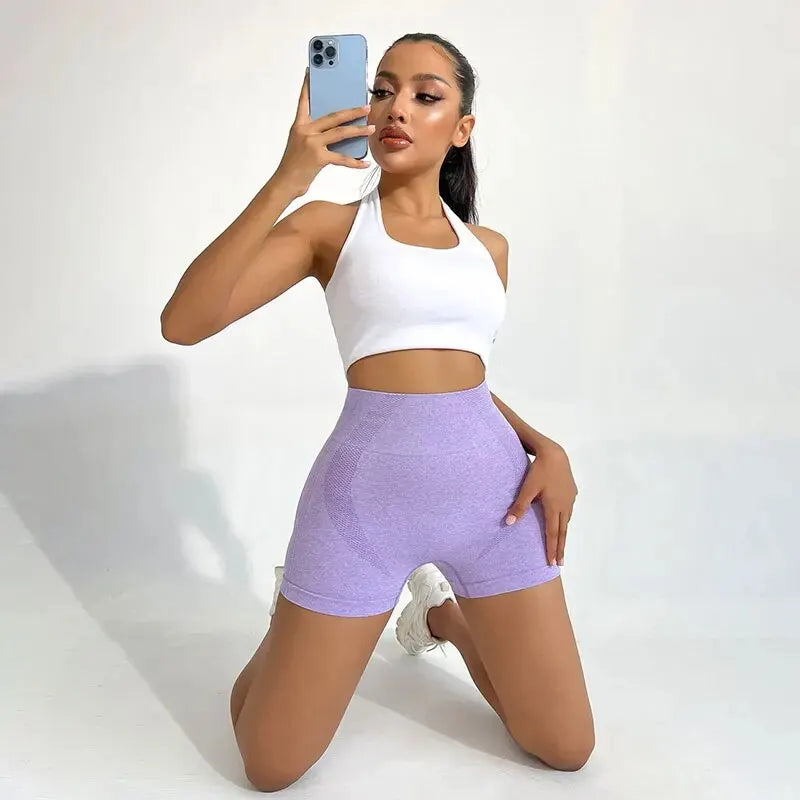 Seamless High-Waisted Yoga Shorts for Women, Quick-Drying and Breathable
