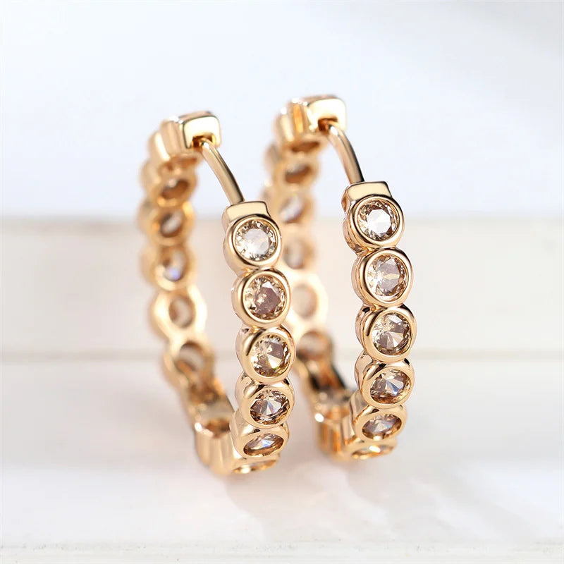 Cute Small White Green Zircon Snake Hoop Earrings for Women,