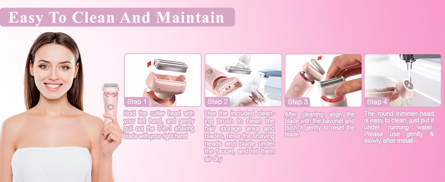 Women's 2-in-1 Shaver - Wet & Dry, Painless Hair Removal