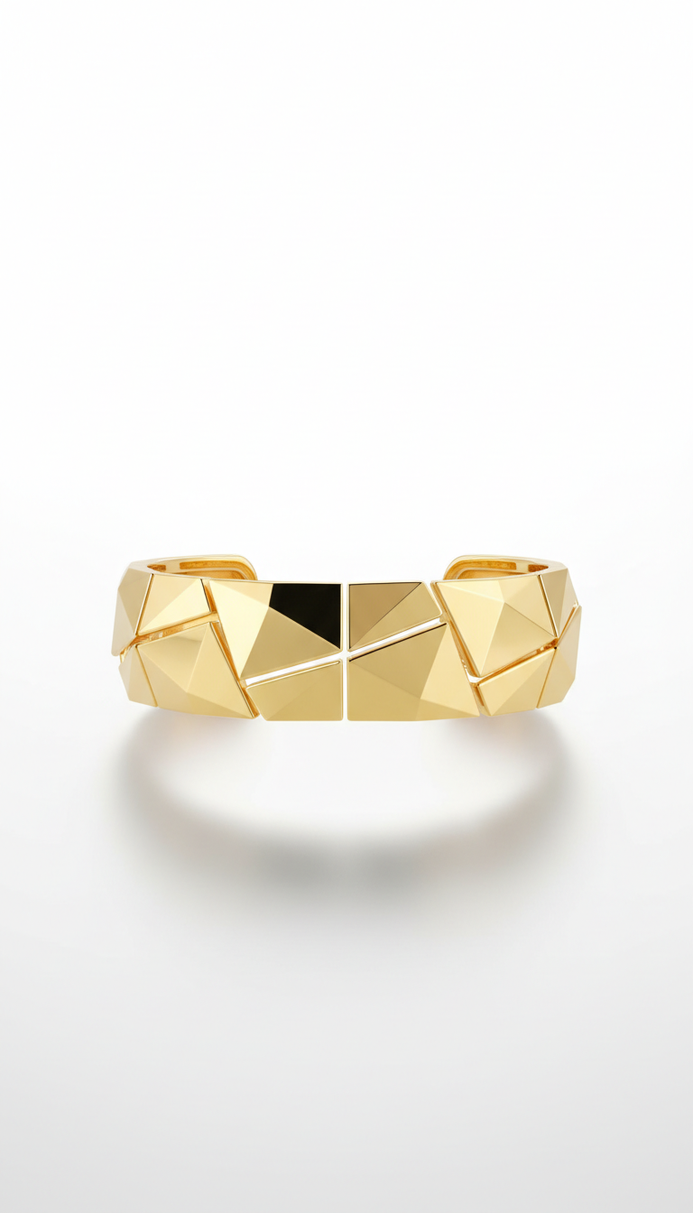 Gold-plated geometric cuff bracelet