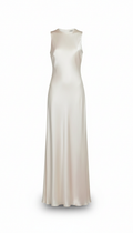 Silk column dress with side slit