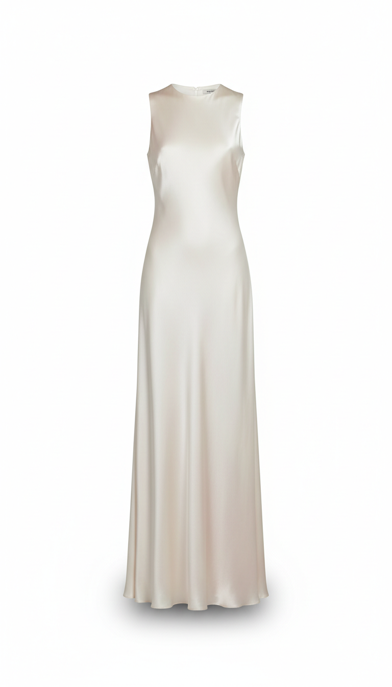 Silk column dress with side slit