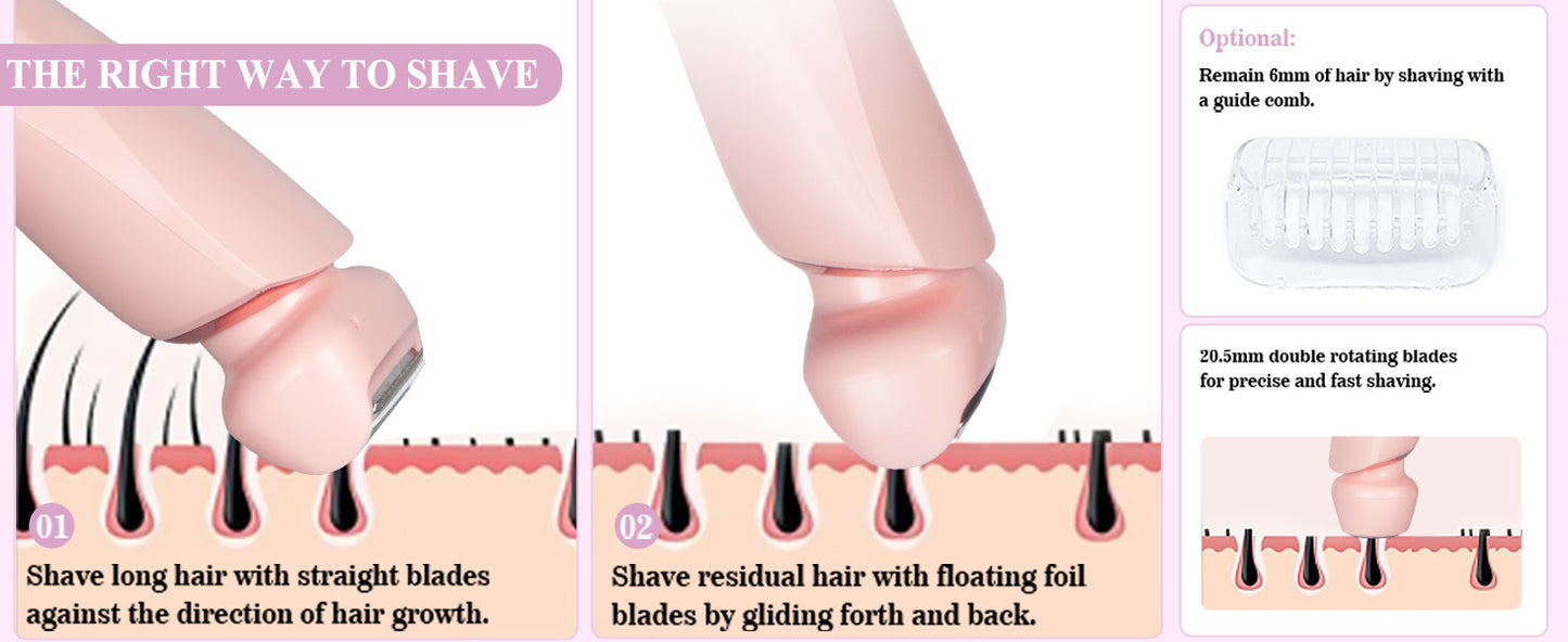Women's 2-in-1 Shaver - Wet & Dry, Painless Hair Removal