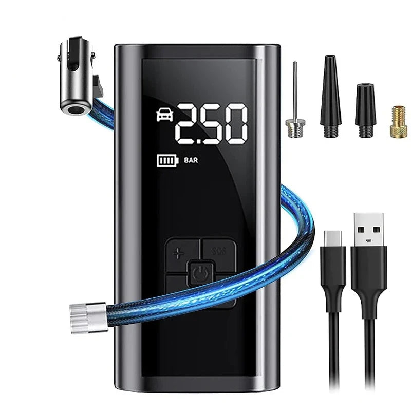Portable Wireless Car Tire Inflator – 150PSI Fast & Smart Auto-Stop Air Pump