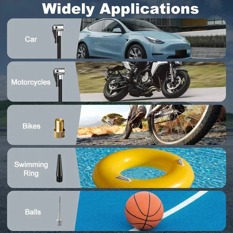 Portable Wireless Car Tire Inflator – 150PSI Fast & Smart Auto-Stop Air Pump