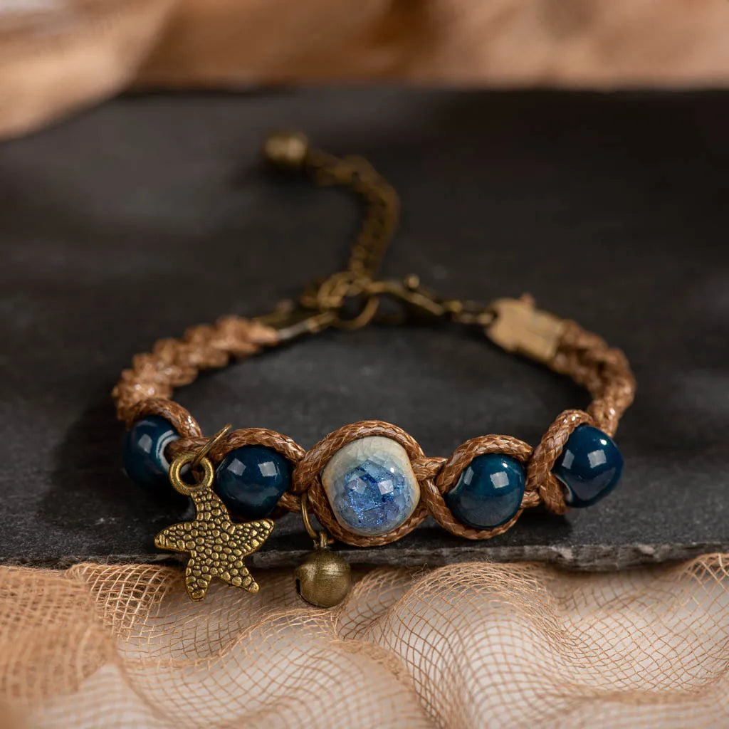 Handmade Ceramic Bead Bracelet – Mori Girl Retro Artisan Jewelry for Women