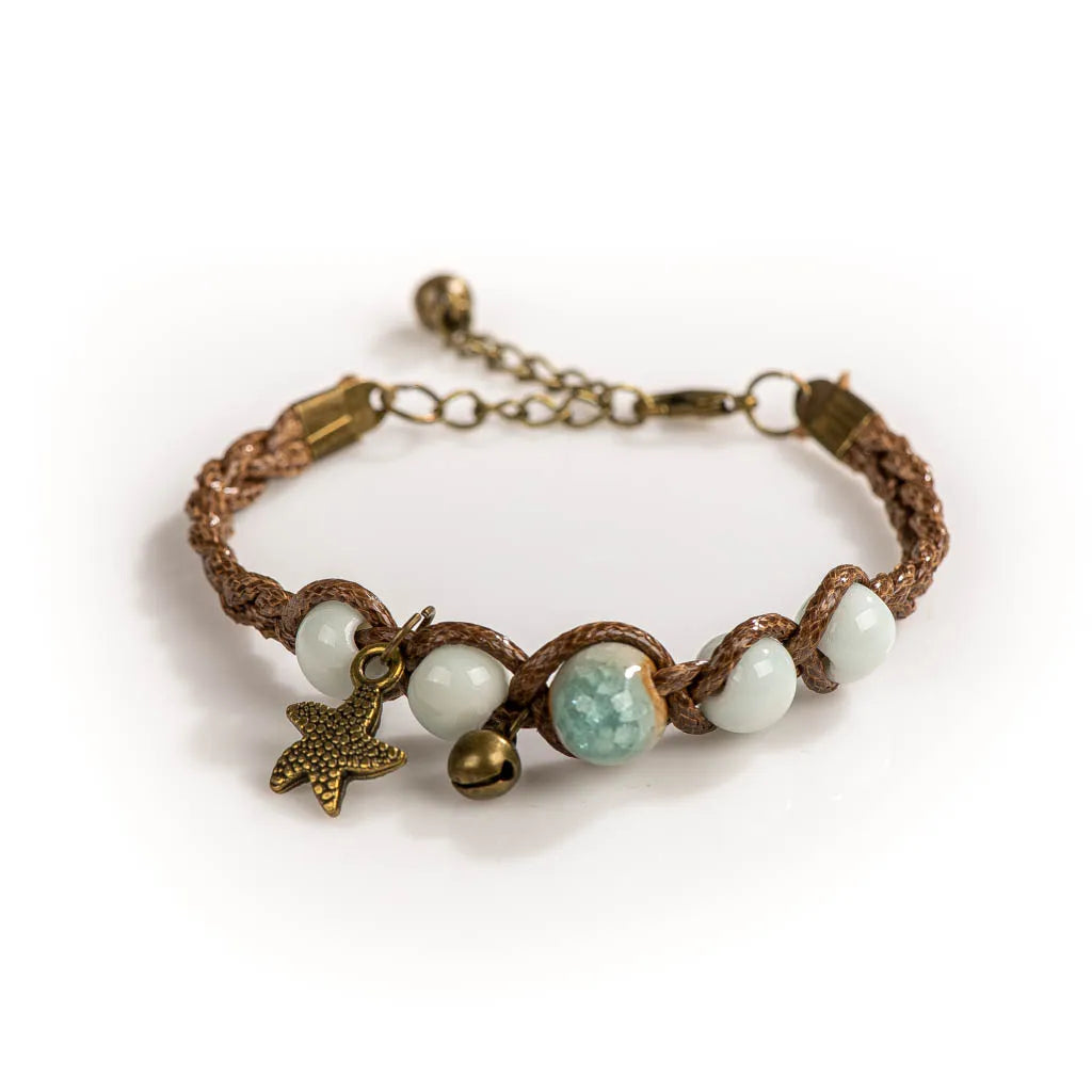 Handmade Ceramic Bead Bracelet – Mori Girl Retro Artisan Jewelry for Women