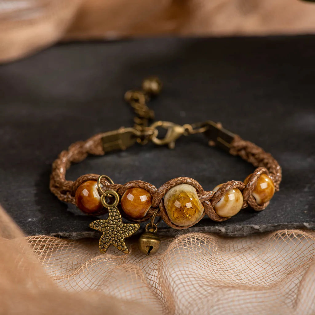Handmade Ceramic Bead Bracelet – Mori Girl Retro Artisan Jewelry for Women