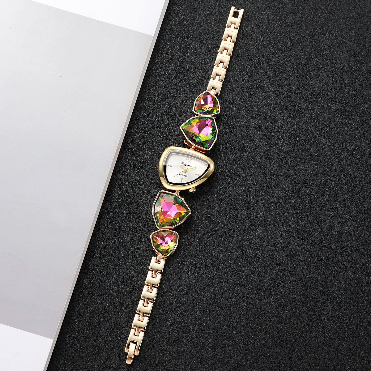 Elegant Rhinestone Bracelet Women's Quartz Watch – Irregular Dial Fashion Wristwatch