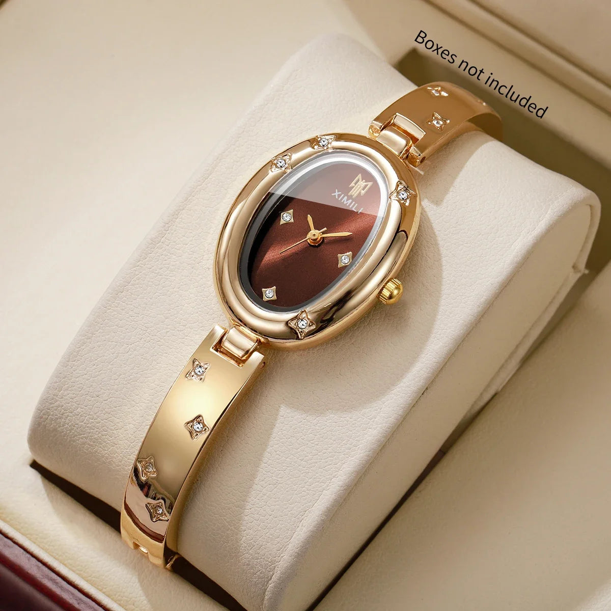 Elegant Oval Dial Women's Rhinestone Bracelet Quartz Watch – Bangle Wristwatch