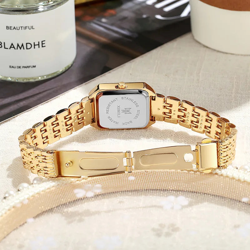 Luxury Women's Rectangle Watch – Steel Band Fashion Quartz Wristwatch