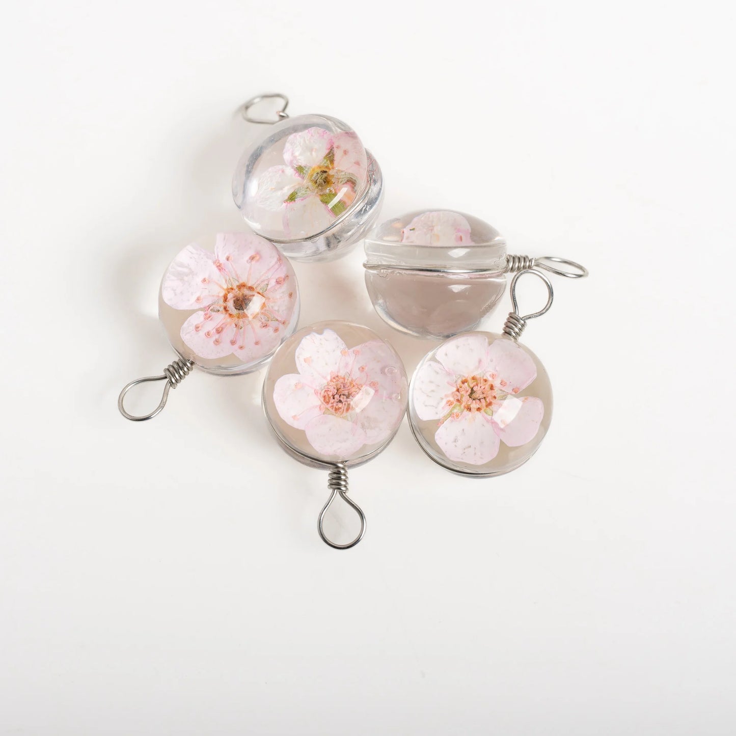 Handmade Pressed Flower Glass Charm Pendant – 12MM Mini Floral Dangle for DIY Jewelry