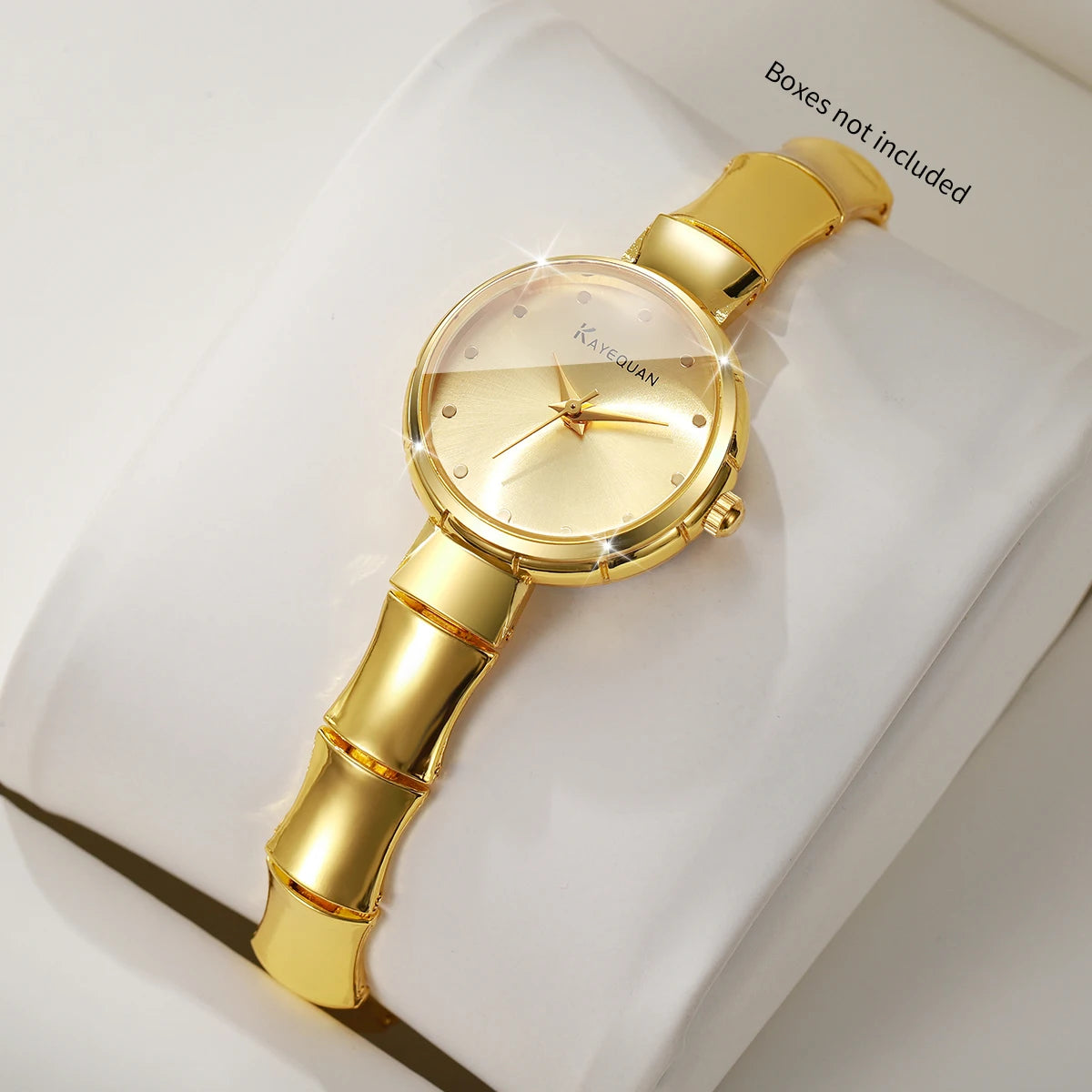 Elegant Women's Gold Bamboo Bracelet Quartz Watch – Luxury Dress Wristwatch