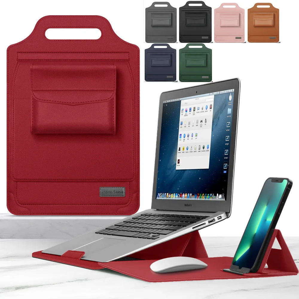 for Infinix XBOOK B15 15.6inch Laptop Sleeve Foldable Laptop Stand Mouse Pad Phone Holder Charger Mouse Pouch Flip Bag Case