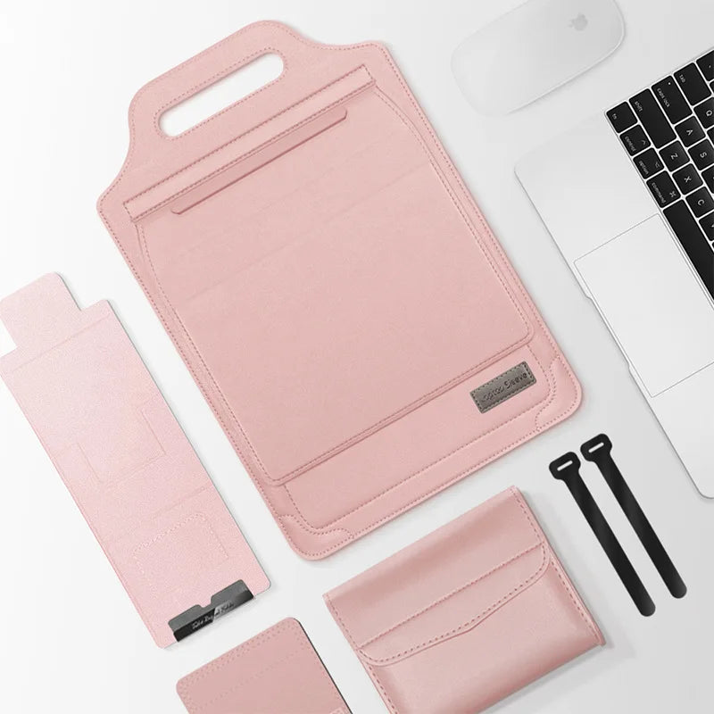 for Infinix XBOOK B15 15.6inch Laptop Sleeve Foldable Laptop Stand Mouse Pad Phone Holder Charger Mouse Pouch Flip Bag Case