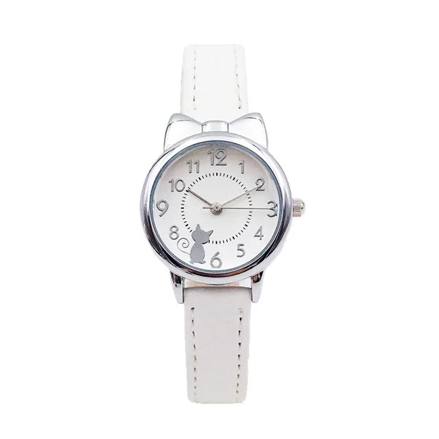 Kids' Cute Cat Cartoon Watch for Girls – Waterproof Quartz