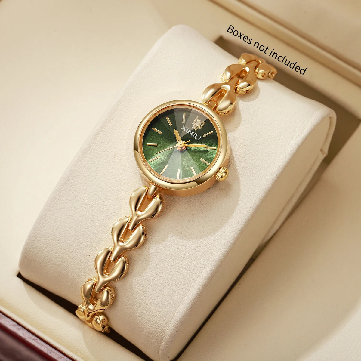 Elegant Women's Quartz Watch – Small Dial Heart Chain Bracelet Minimalist Wristwatch