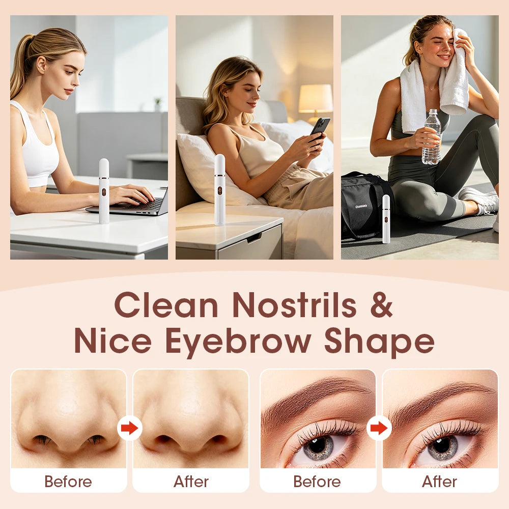 2-in-1 Nose & Eyebrow Trimmer – USB Cordless Electric Facial Hair Trimmer