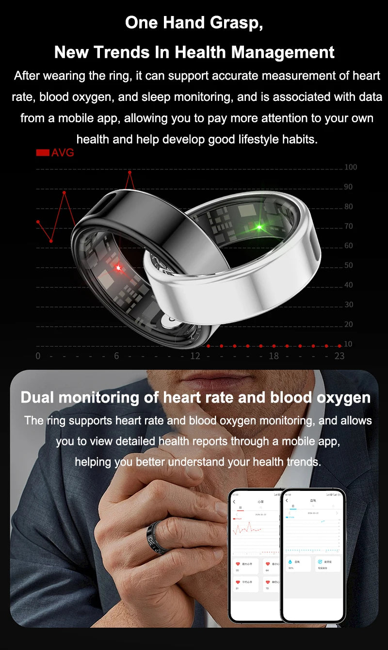 Smart Health Ring R08 - Heart Rate SpO2 Sleep Monitor 5ATM