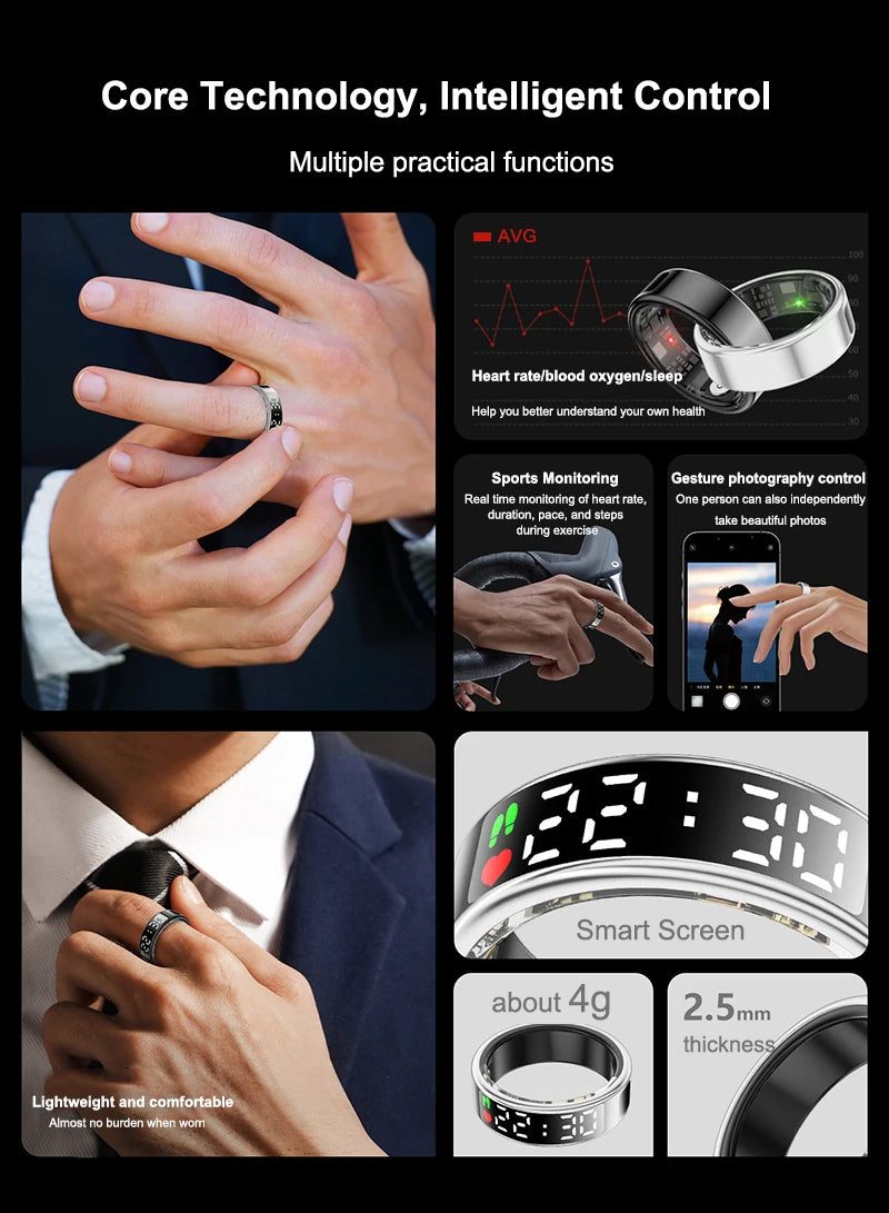 Smart Health Ring R08 - Heart Rate SpO2 Sleep Monitor 5ATM