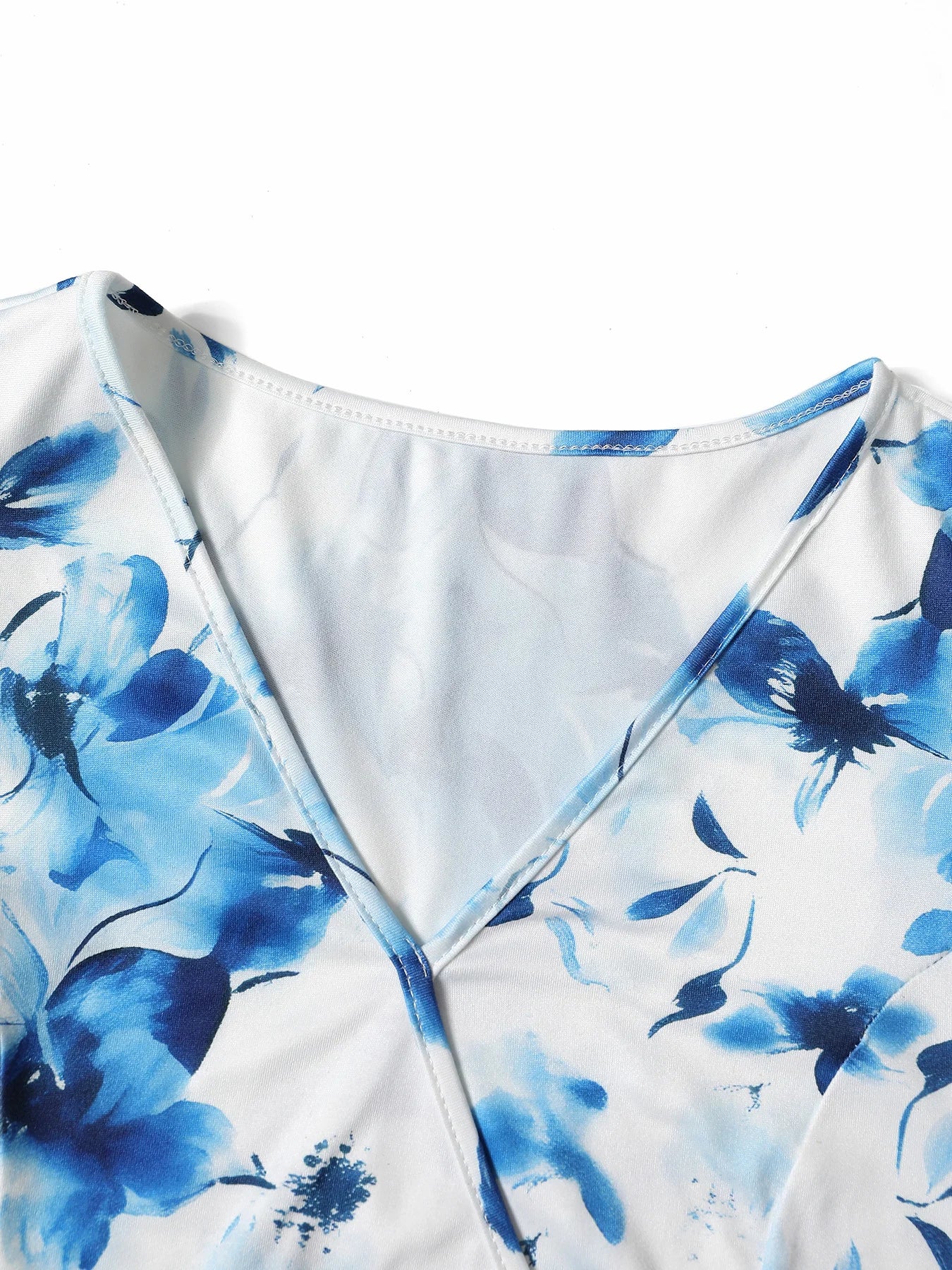 Women's Summer Blue Floral Print Maxi Dress - Elegant Vacation Style