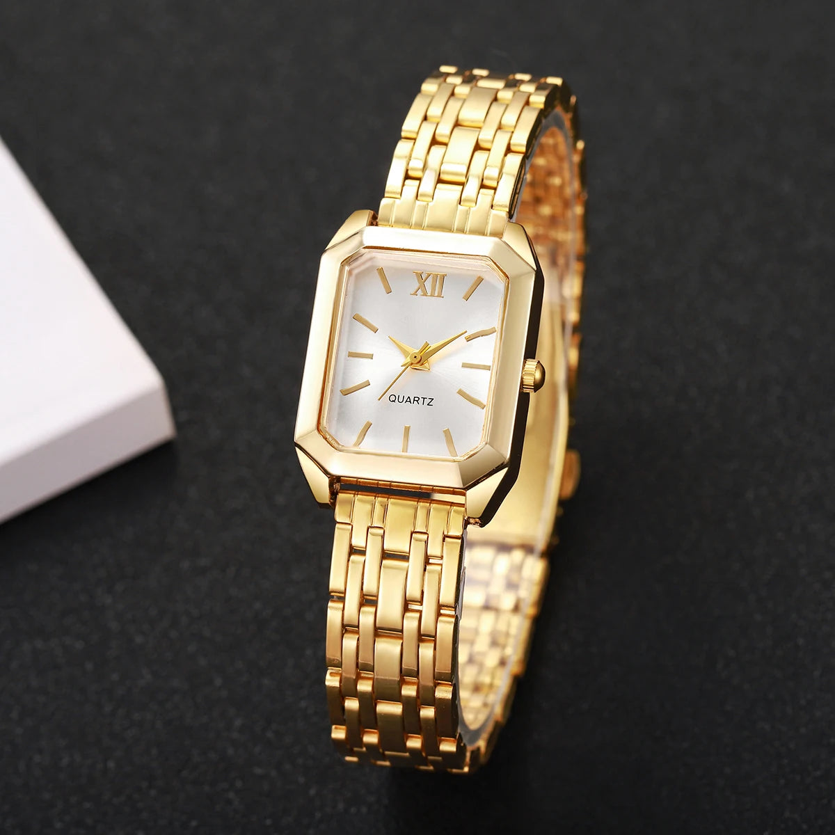 Fashion Rectangle Women's Quartz Watch – Casual Ladies Wristwatch Set