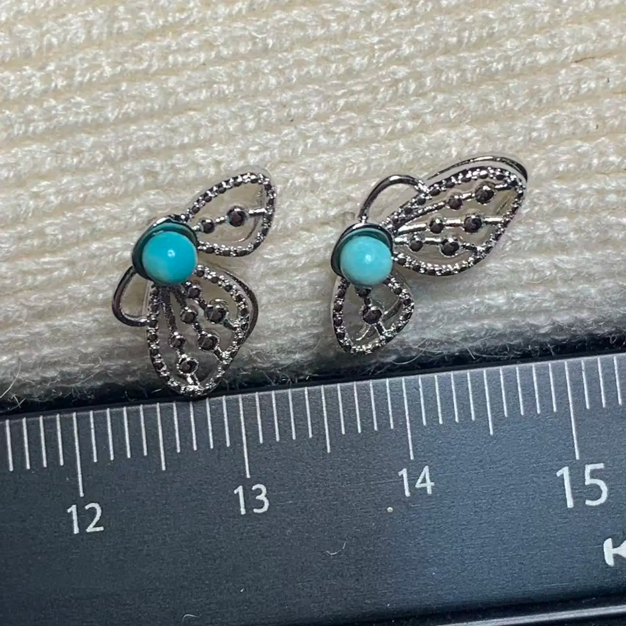 Natural Turquoise Stud Earrings – 925 Sterling Silver Vintage Jewelry for Women