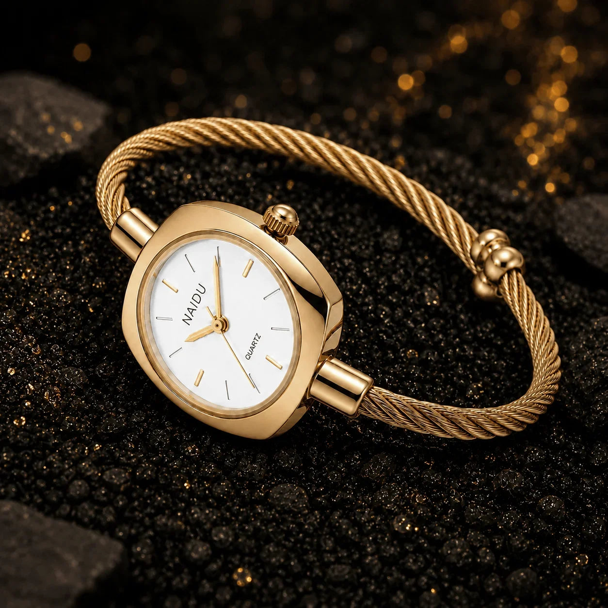 Women's Gold Bangle Watch – Luxury Stainless Steel Quartz