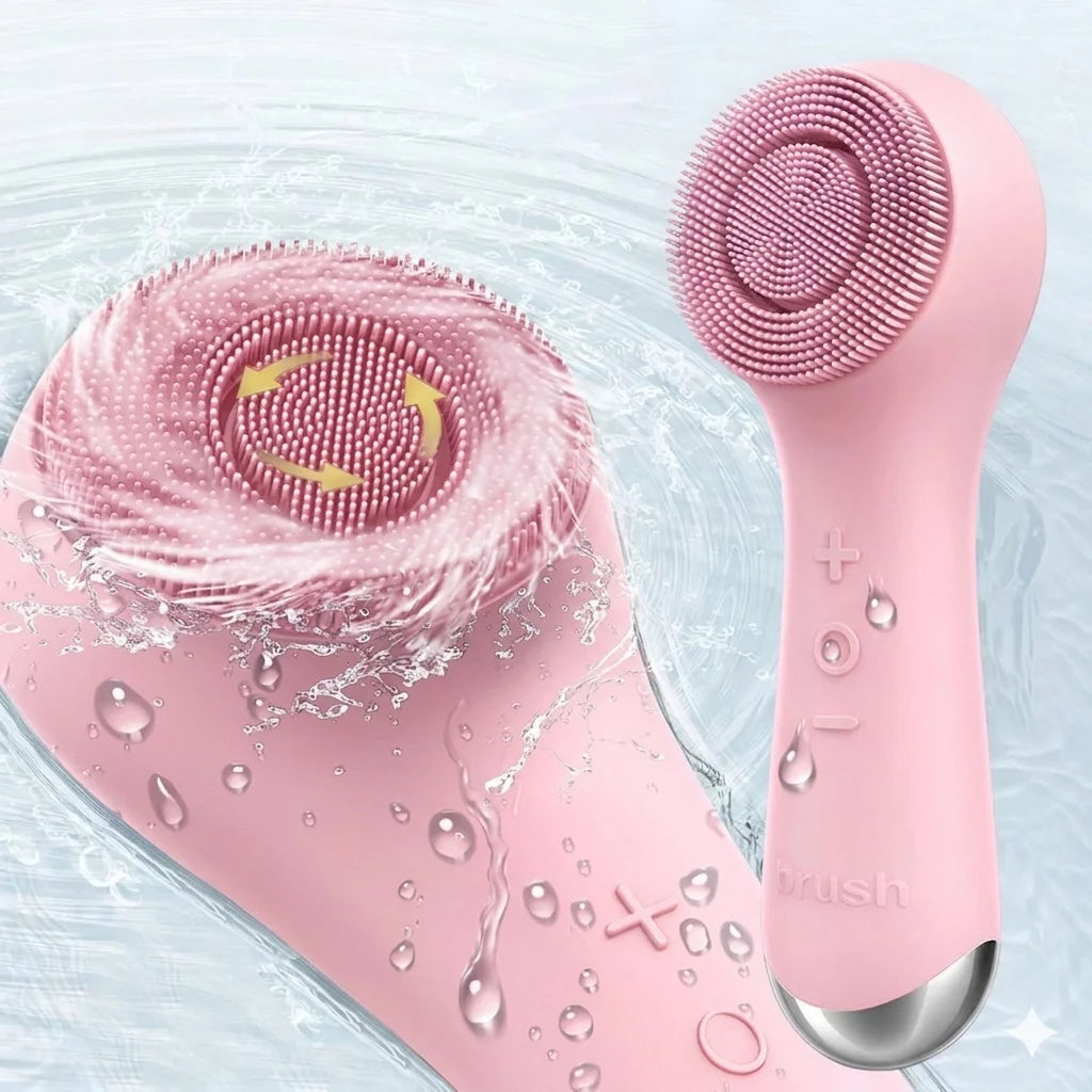 360° Rotating Facial Cleansing Brush – USB Rechargeable Silicone Massager