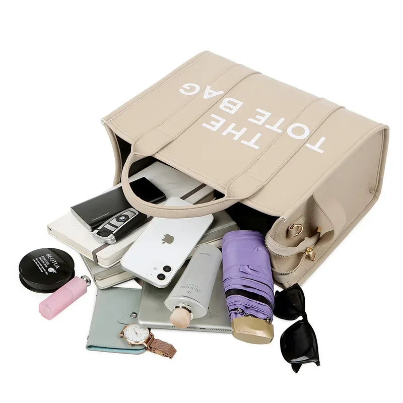 Designer Women’s PU Leather Tote Bag - Large Capacity Shopper & Clutch