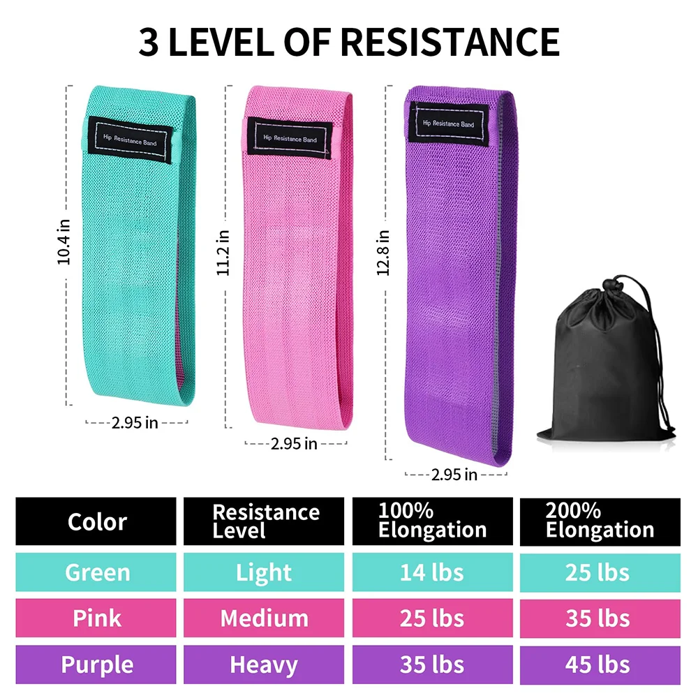 Hip & Booty Resistance Bands – 3 Levels for Glute & Leg Training