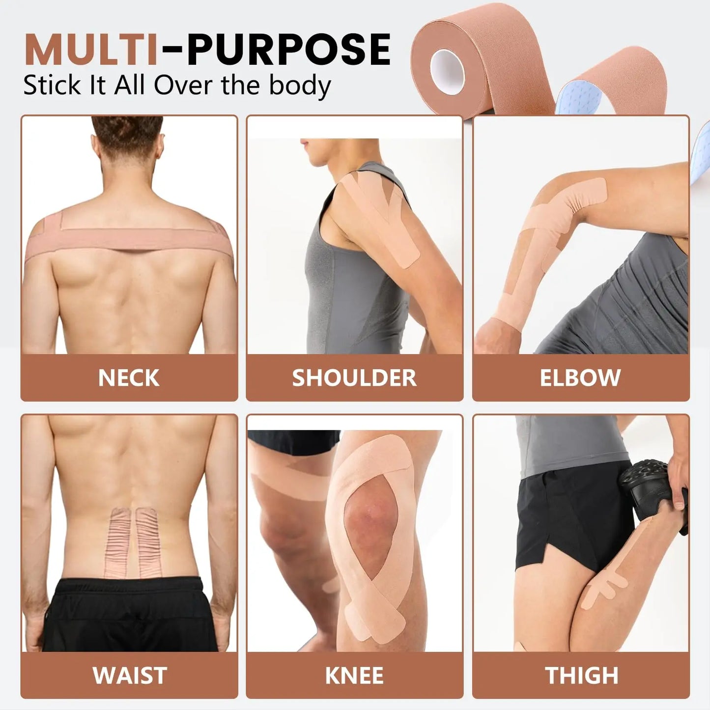 Pre-Cut Kinesiology Tape – 5cm×5m Waterproof Elastic Muscle Support