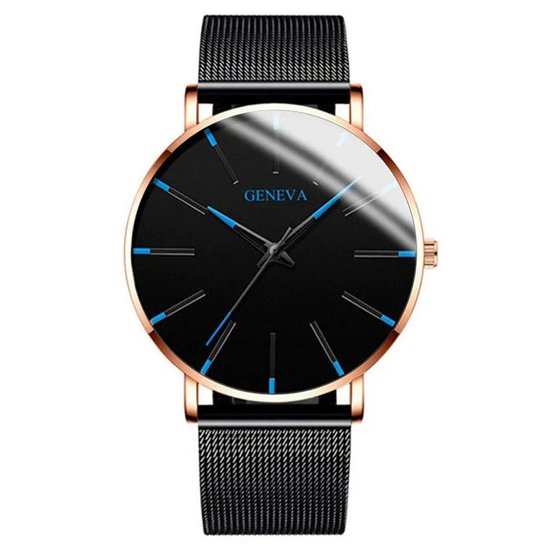 Men's Ultra Thin Business Watch – Mesh Belt Analog Quartz