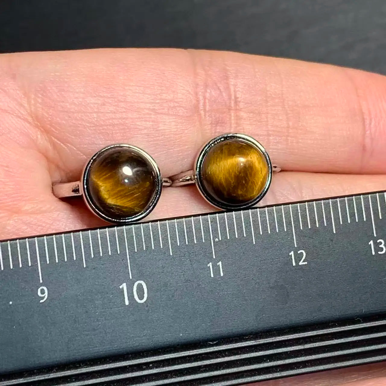 Natural Tiger's Eye Copper Stud Earrings – 8MM Round Vintage Gemstone for Women