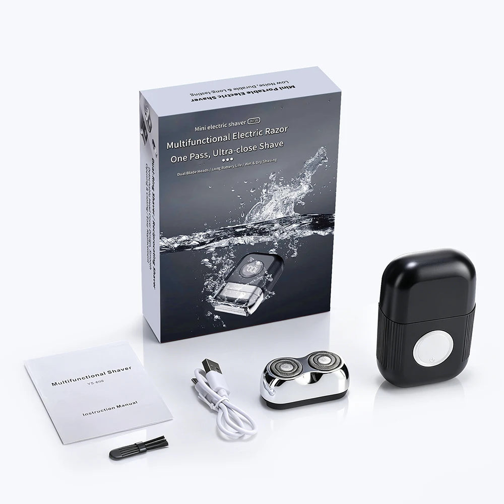 Electric Foil Shaver for Men 3 Floating Blades LED Display IPX7 Waterproof Cordless Portable Mini Razor Wet Dry Use