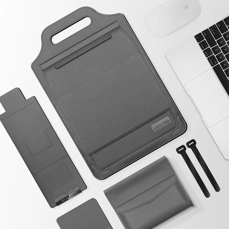 for Infinix XBOOK B15 15.6inch Laptop Sleeve Foldable Laptop Stand Mouse Pad Phone Holder Charger Mouse Pouch Flip Bag Case
