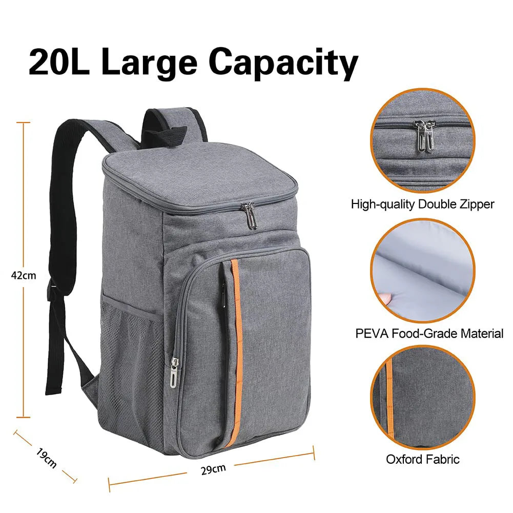 20L Insulated Cooler Backpack – Waterproof for Camping, Picnic & Sports