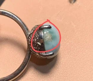 Natural Larimar Heart Ring – Adjustable Vintage Gemstone Ring for Women