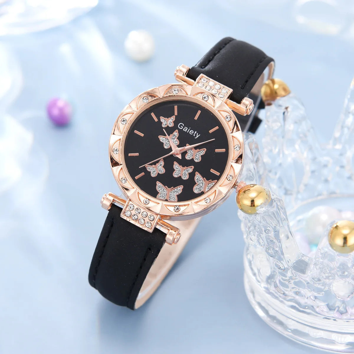 Women Watch Ring Necklace Earrings Bracelet Set Watches Butterfly