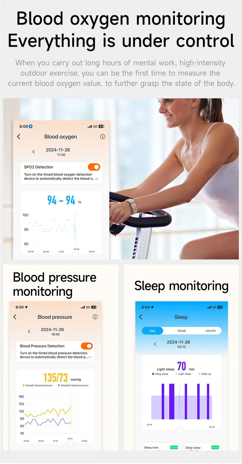 Fitness Tracker Watch - Heart Rate Blood Pressure Monitor