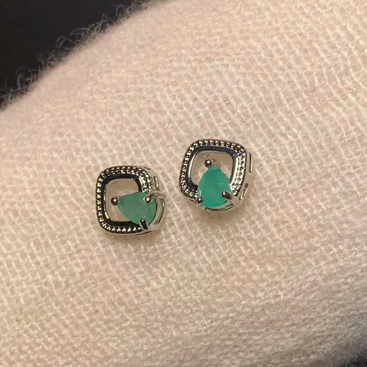 Natural Emerald Stud Earrings – 925 Sterling Silver 5x3MM Fine Jewelry for Women