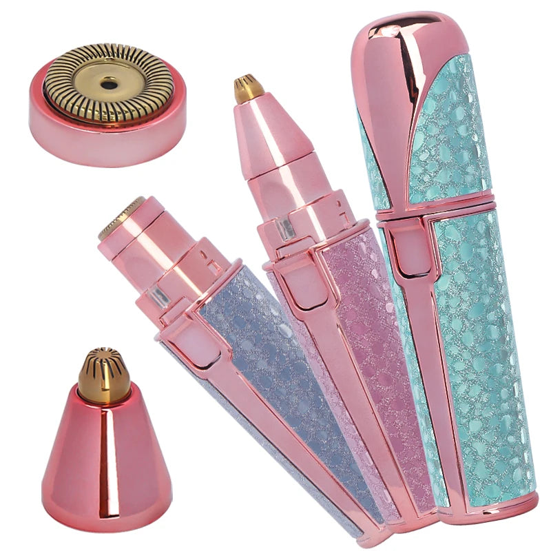 Portable 2 IN 1 Electric Epilator Eyebrow Trimmer Body Facial Lip Hair Remover Mini Painless Razor Shave Shaver Built-in LED