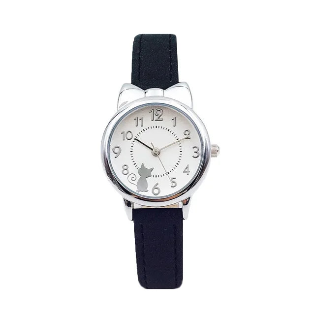 Kids' Cute Cat Cartoon Watch for Girls – Waterproof Quartz
