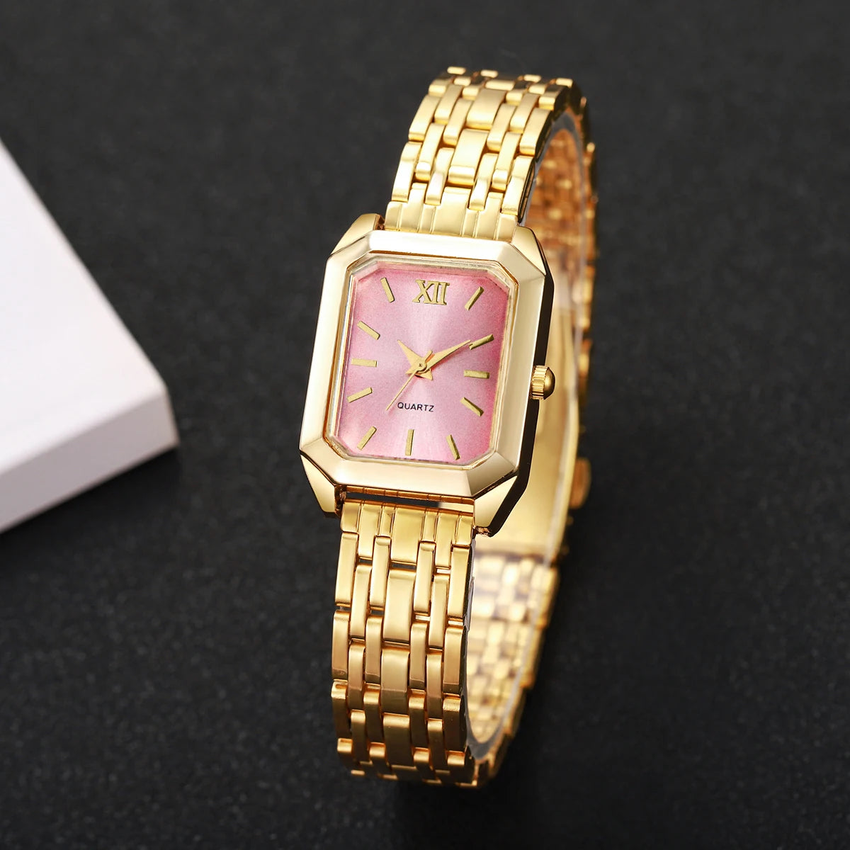 Fashion Rectangle Women's Quartz Watch – Casual Ladies Wristwatch Set