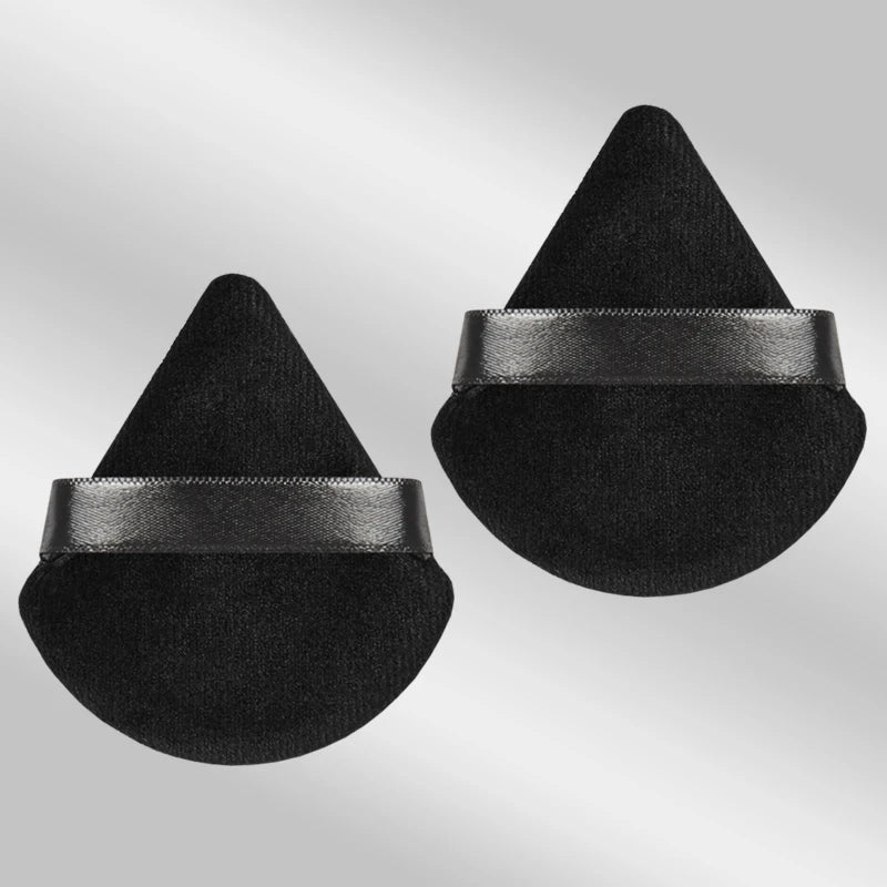 2 velvet triangle puffs for foundation and blending