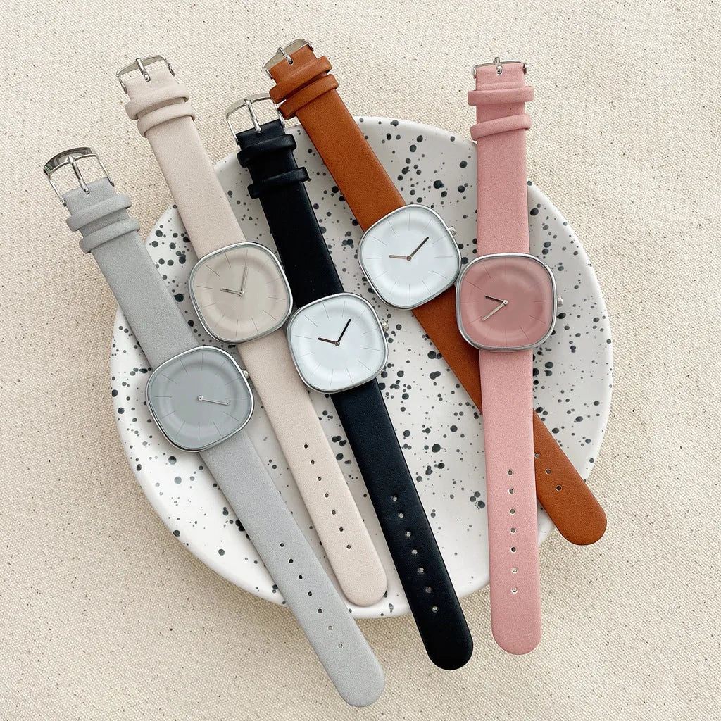 Simple Square Women's Watch – Leather Strap Minimalist Quartz