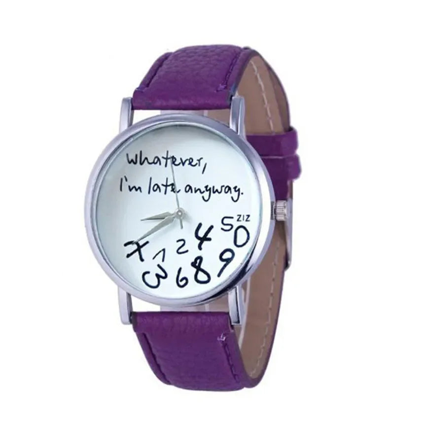 Funny Quote Watch for Women – Leather Strap Big Dial Quartz