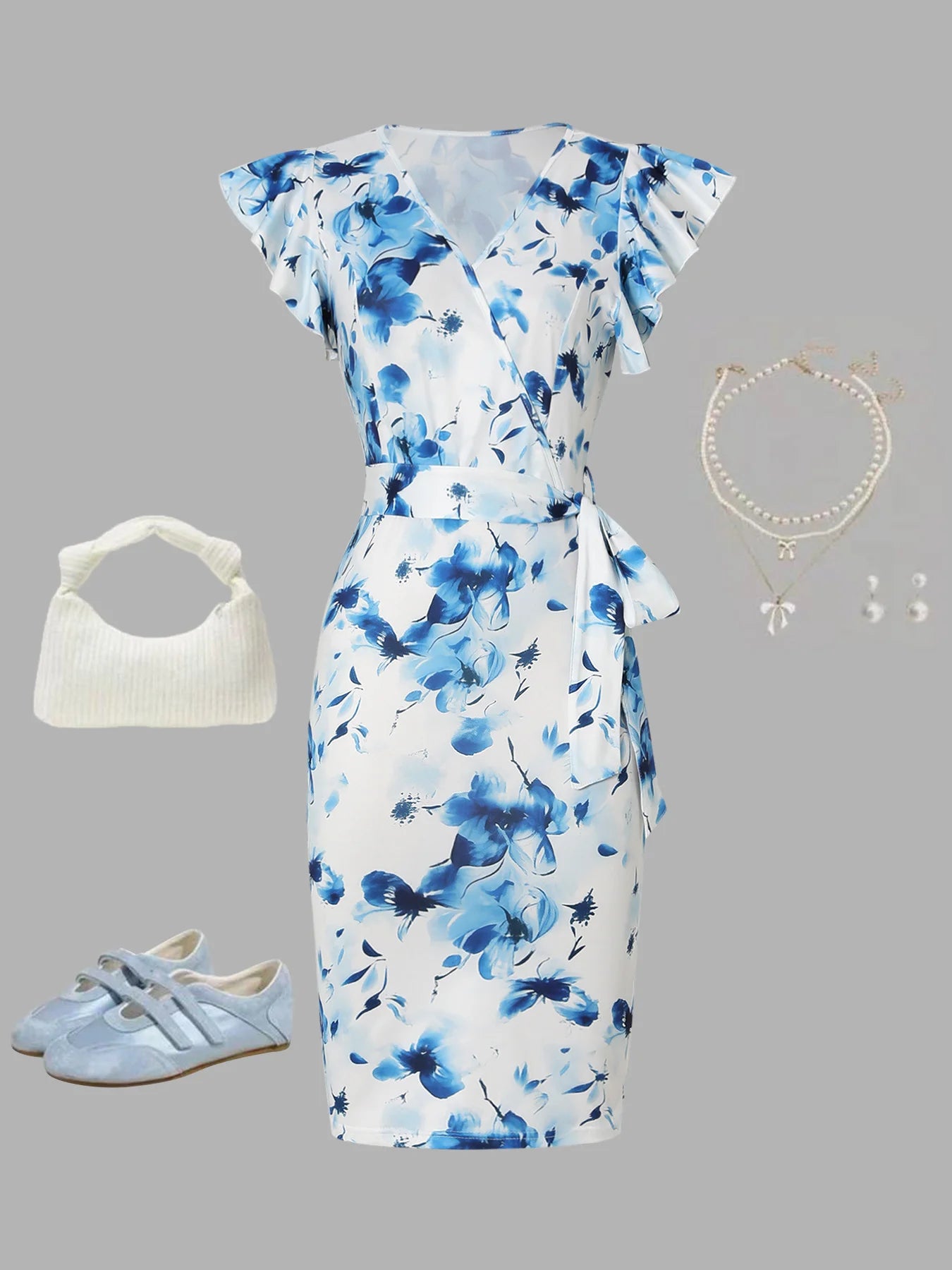 Women's Summer Blue Floral Print Maxi Dress - Elegant Vacation Style