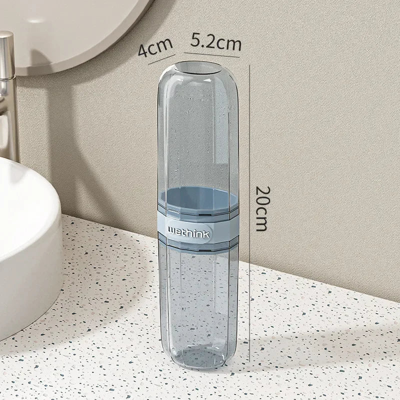 Portable Clear Toothbrush Travel Case, Hard Shell All-in-One Organizer for Business Trips Gym & Commute, Hygienic Secure Design